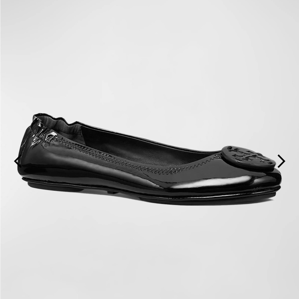 Tory Burch Minnie Ballet Flats, Black Patent Leather, Size 9.5